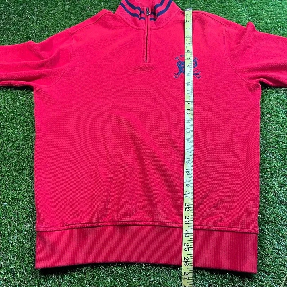 Polo Ralph Lauren Red 1/4 Zip PRL Monogram Pullover Mens Small Y2K